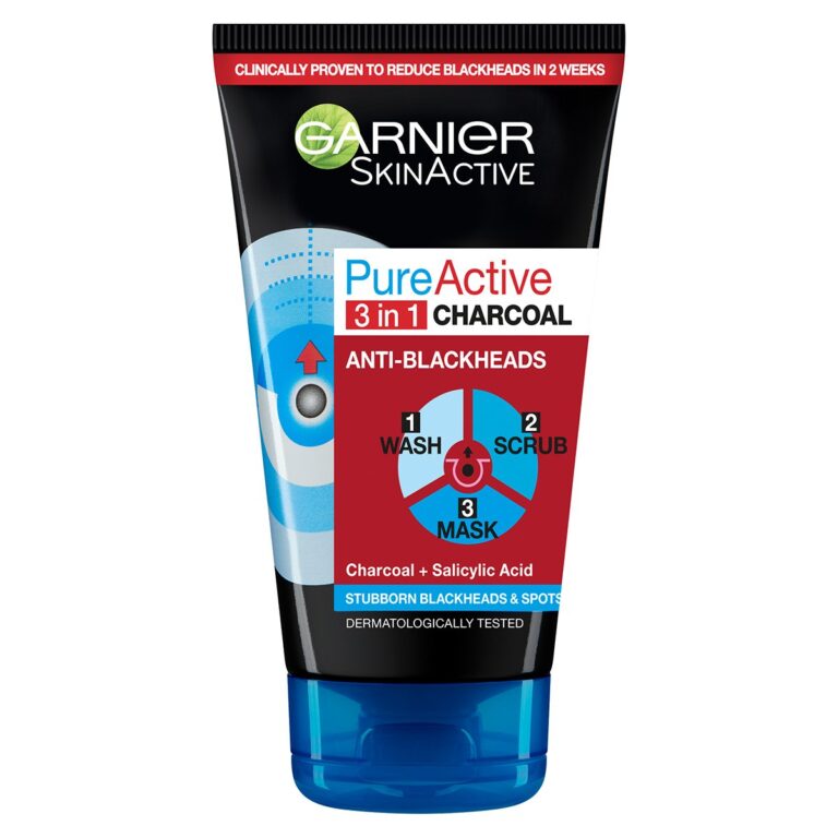 GARNIER Pure Active Intensive Charcoal 3-in-1 Wash, Scrub and Mask